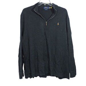 Polo Ralph Lauren Estate Ribbed Knit Black 1/4 Zip Pullover Shirt Men Size XXL